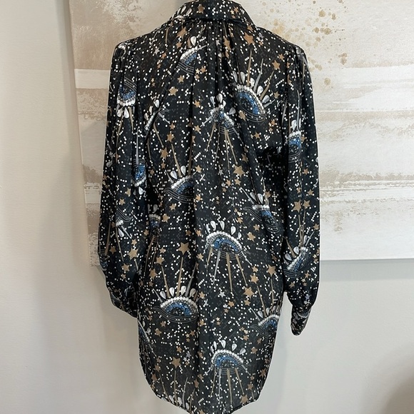 Nighty Night Oversized Button Down Blouse 100% Dull Satin - One Size - Picture 6 of 8